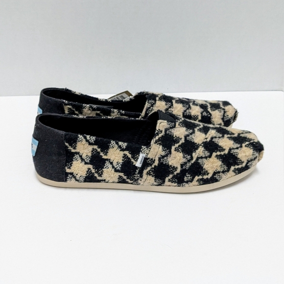 Toms Alpargata Women's Slip On Loafer Shoes Black Cream Wool Blend Size 9.5 New - Picture 3 of 9